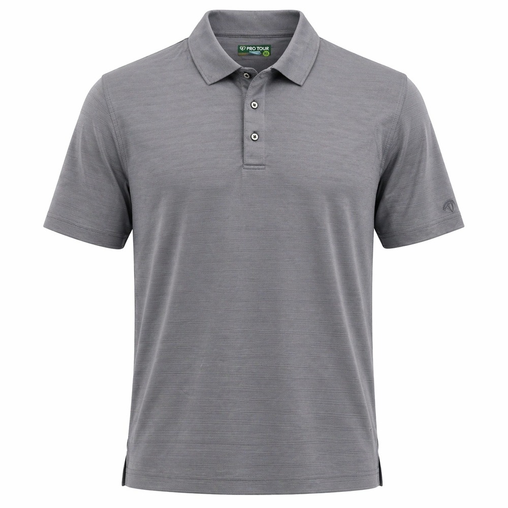 Pro Tour CoolPlay Mens XL Gray Textured Short Sleeve Golf Polo Shirt Performance